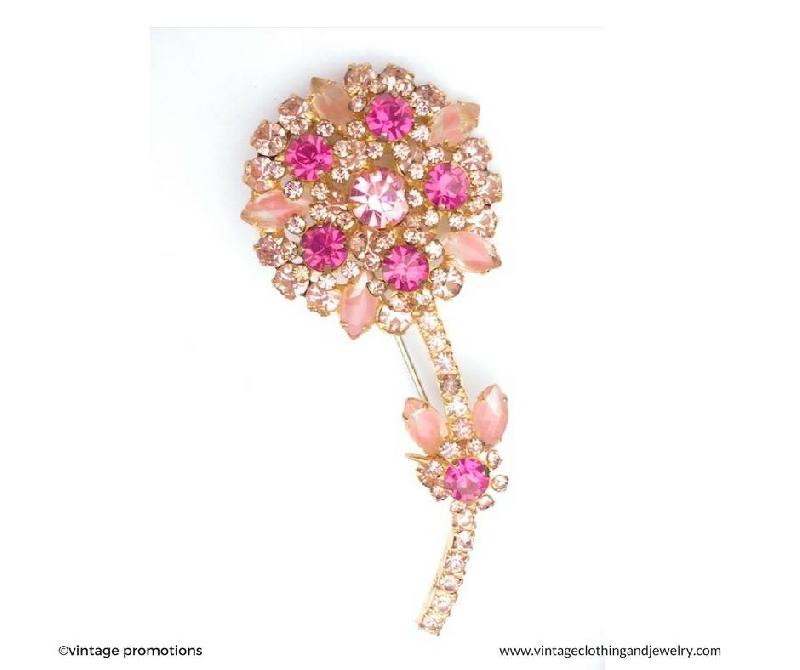 Front view of Pink Navettes Givre Brooch