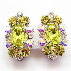 Yellow Oval Earrings Clip