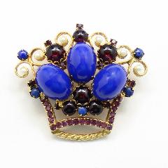 Blue Cabochons Pearl Brooch