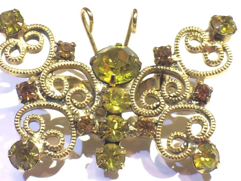 Front view of Green Chatons Only Brooch