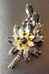 Black (jet) Navettes Brooch