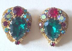 Multiple Colors Pear Earrings Clip