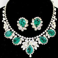 Green Pear Striped Necklace
