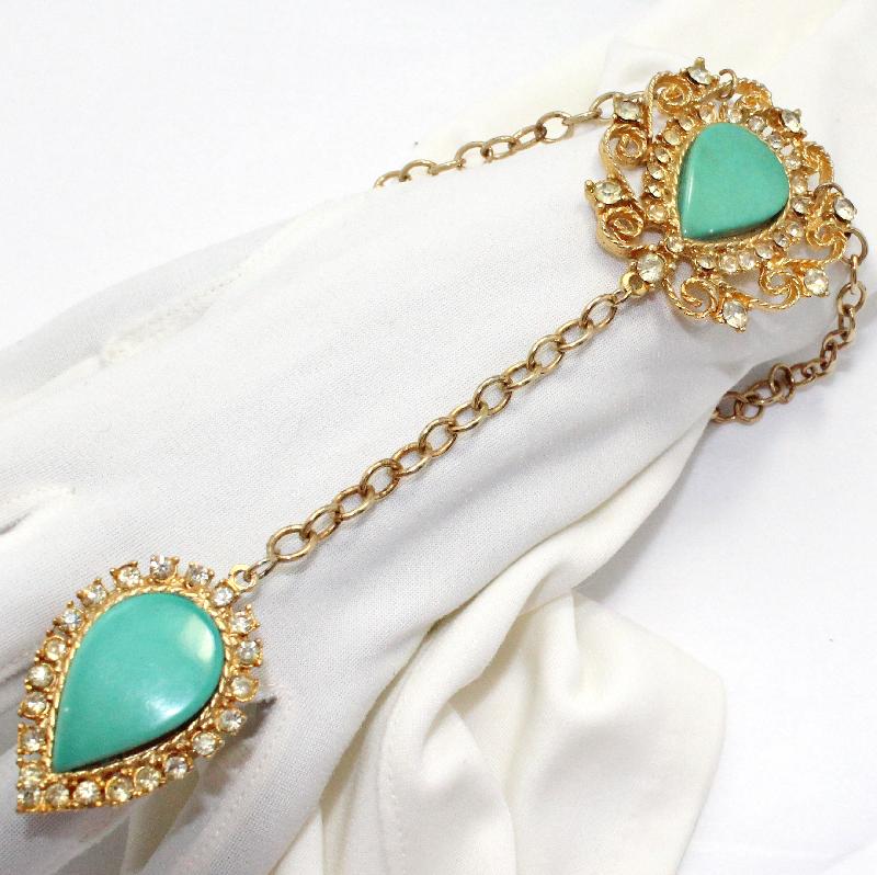 Front view of Green Pear Bracelet Slave
