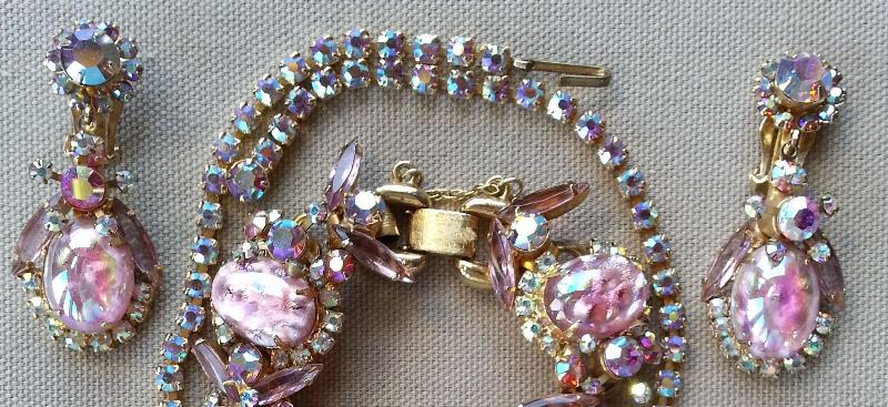 Front view of Pink Cabochons Multi-Color/Shaded Earrings Clip