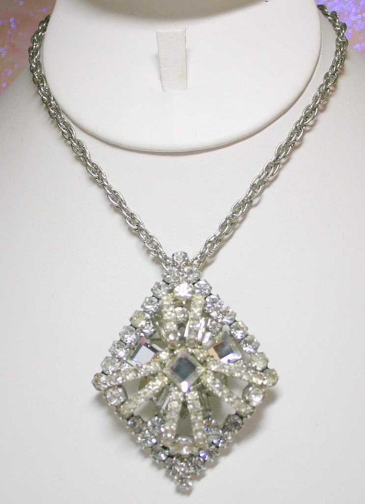 Front view of Clear Square Pin Pendant