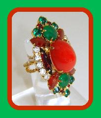 Red Cabochons Plastic Rings