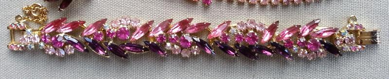 Front view of Pink Navettes Bracelet 5 Link