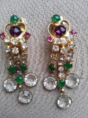 Multiple Colors Cabochons Earrings Clip