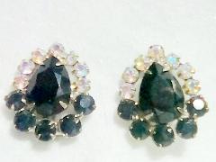 Black (jet) Pear Earrings Clip