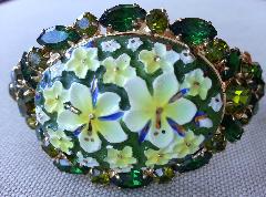 Green Cabochons Painted (hand/Transfer) Bracelet Clamper