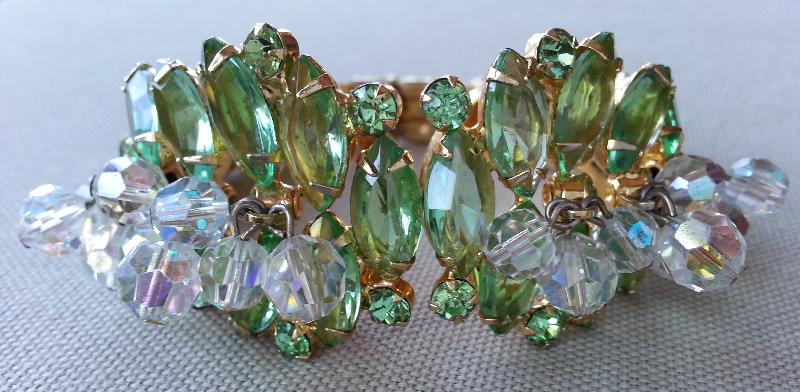 Front view of Green Navettes Bracelet Clamper