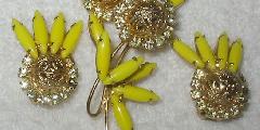 Yellow Cabochons Earrings Clip