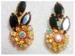 Black (jet) Navettes Earrings Clip
