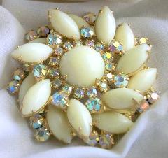White (chalk Or Milk) Cabochons Brooch