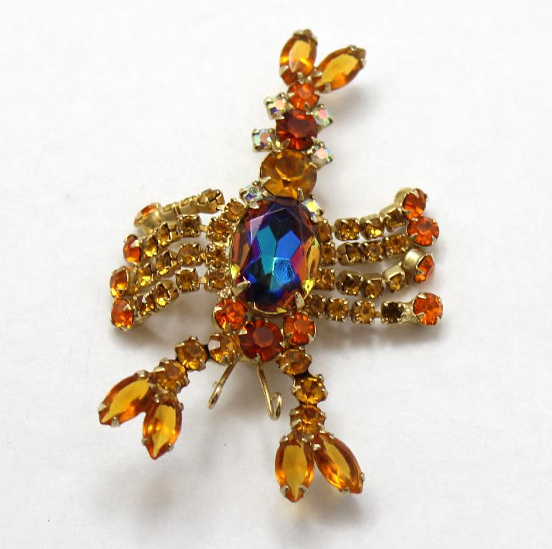 Front view of Topaz Oval Multi-Color/Shaded Brooch