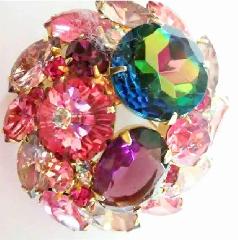 Pink Oval Rivoli/Margarita Brooch