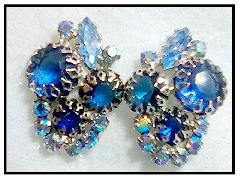 Blue Navettes Earrings Clip