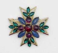 Multiple Colors Cabochons Brooch