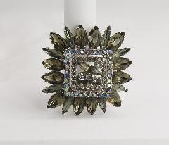 Gray (black Diamond) Navettes Brooch