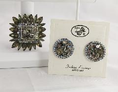 Gray (black Diamond) Navettes Earrings Clip