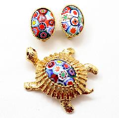 Multiple Colors Cabochons Multi-Color/Shaded Earrings Clip