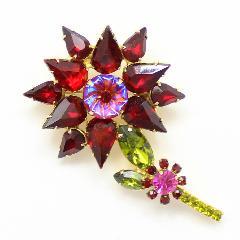 Red Pear Molded/Cut Brooch