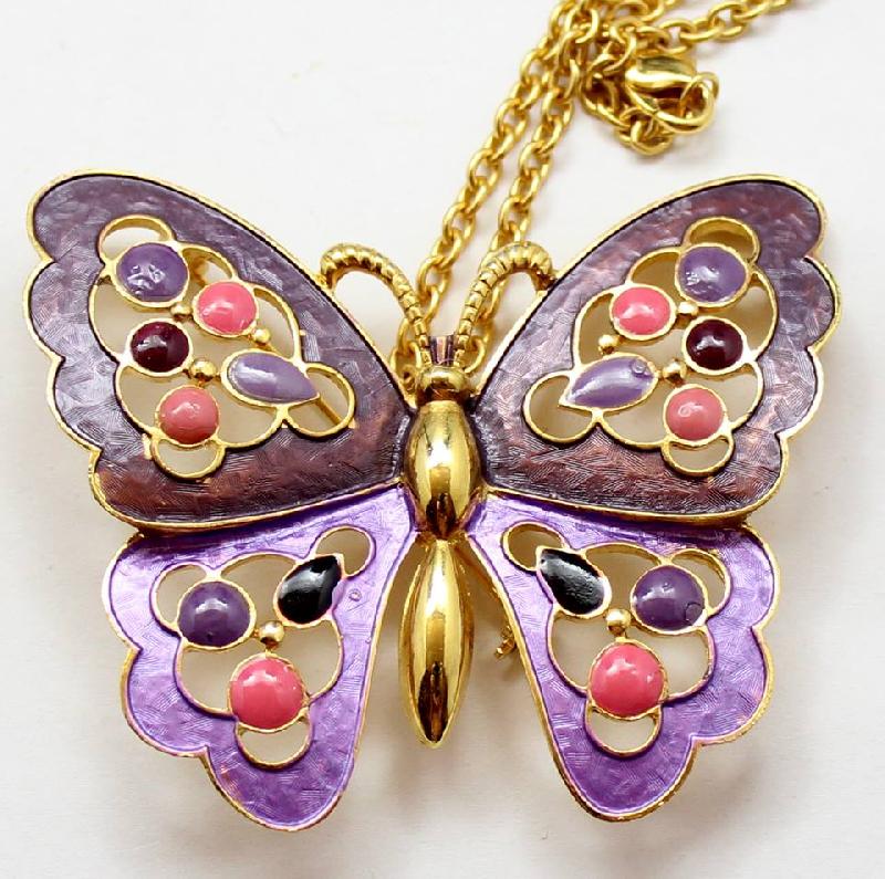 Front view of Purple (cardinal) Cabochons Pin Pendant