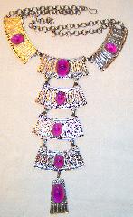 Purple (cardinal) Oval Plastic Necklace