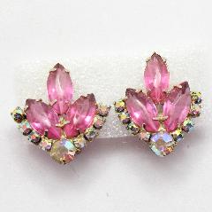 Pink Navettes Earrings Clip