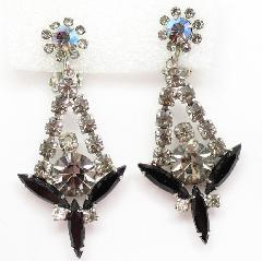 Black (jet) Navettes Earrings Clip