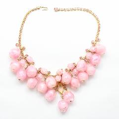 Pink Navettes Plastic Necklace