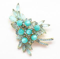 Blue Navettes Molded/Cut Brooch