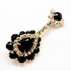 Black (jet) Pear Brooch