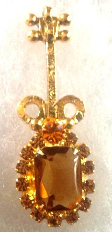 Front view of Topaz Emerald Cut Brooch