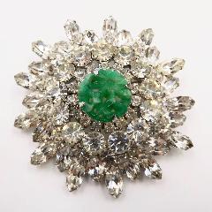 Green Cabochons Molded/Cut Brooch