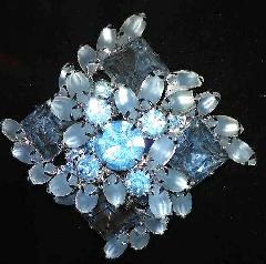 Blue Square Frosted Brooch