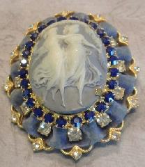 Blue Oval Molded/Cut Brooch