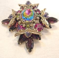 Multiple Colors Oval Multi-Color/Shaded Brooch
