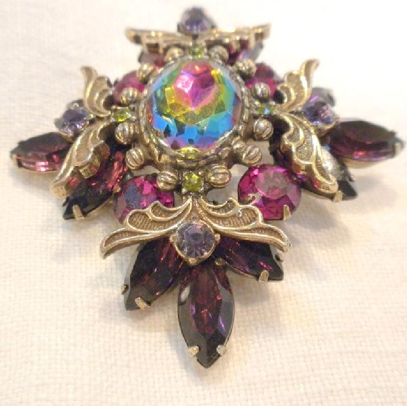 Front view of Multiple Colors Oval Multi-Color/Shaded Brooch
