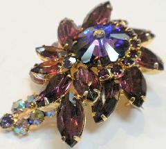 Purple (cardinal) Navettes Rivoli/Margarita Brooch