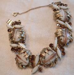 White (chalk Or Milk) Cabochons Striped Bracelet 5 Link