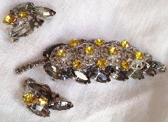 Gray (black Diamond) Navettes Brooch