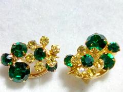 Green Chatons Only Earrings Clip