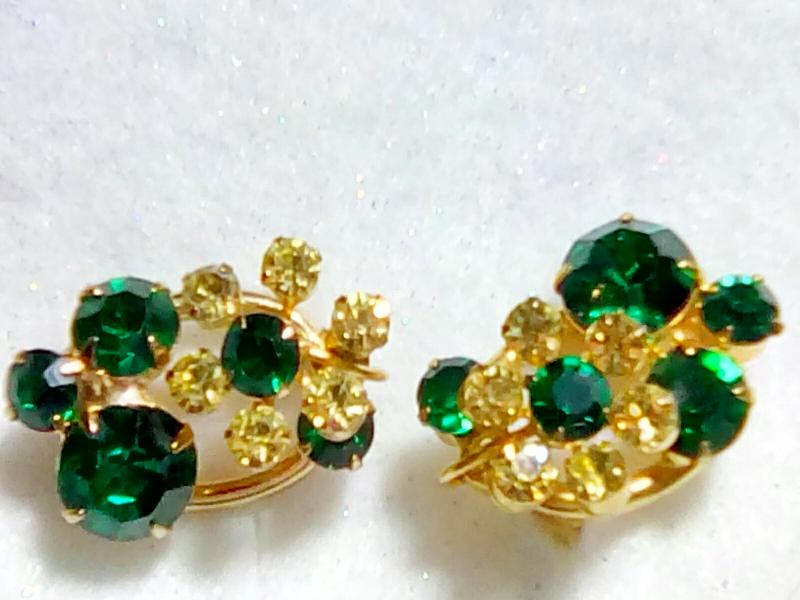 Front view of Green Chatons Only Earrings Clip