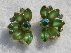 Green Navettes Earrings Clip