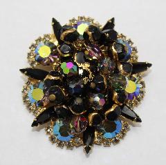 Black (jet) Navettes Spotted Brooch
