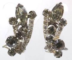 Gray (black Diamond) Navettes Earrings Clip