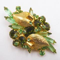Green Navettes Brooch
