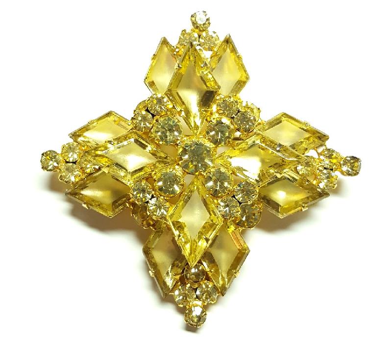Front view of Yellow Diamond Frosted Brooch